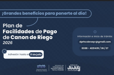 Canon de riego: &uacute;ltimo mes para adherirse al Plan de Facilidades de Pago