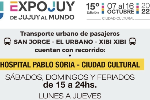 El transporte de pasajeros llegar&aacute; a la &ldquo;EXPOJUY&rdquo;