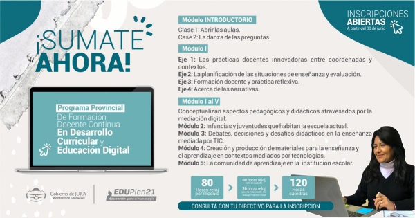 Inscripci&oacute;n al Programa Desarrollo Curricular y Educaci&oacute;n Digital