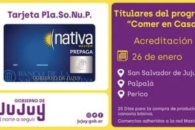 Se acreditaron los montos de la Tarjeta PLASONUP