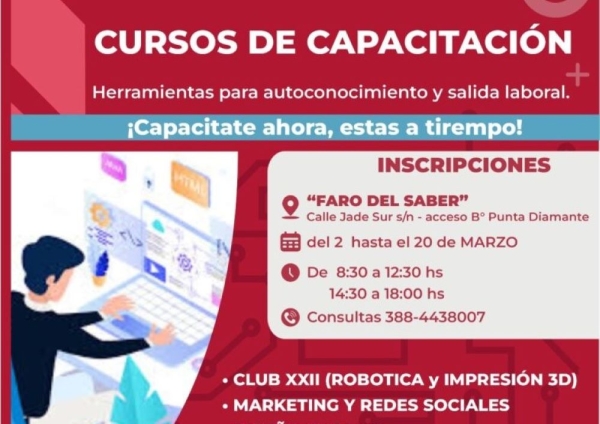 Desde el lunes inscriben para nuevos cursos de capacitaci&oacute;n