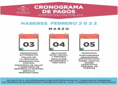 Estatales juje&ntilde;os cobran desde el 3 de marzo