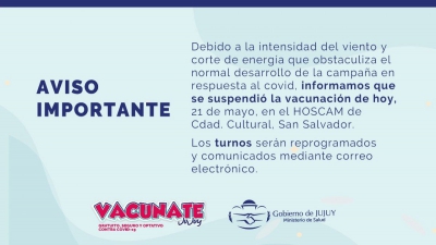 Por fuertes vientos, se suspendió la vacunación en HOSCAM de capital