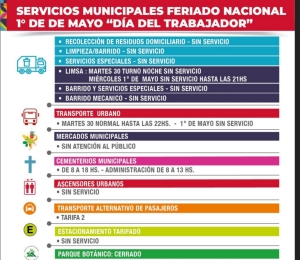 Servicios municipales por el Día del Trabajador