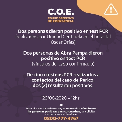 Jujuy: Confirman seis nuevos casos de coronavirus