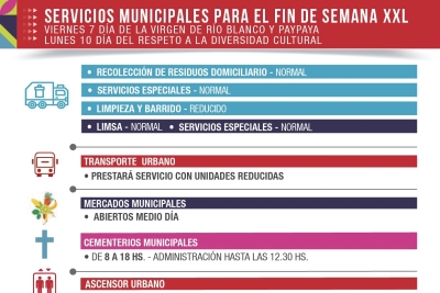 Servicios municipales para el fin de semana XXL