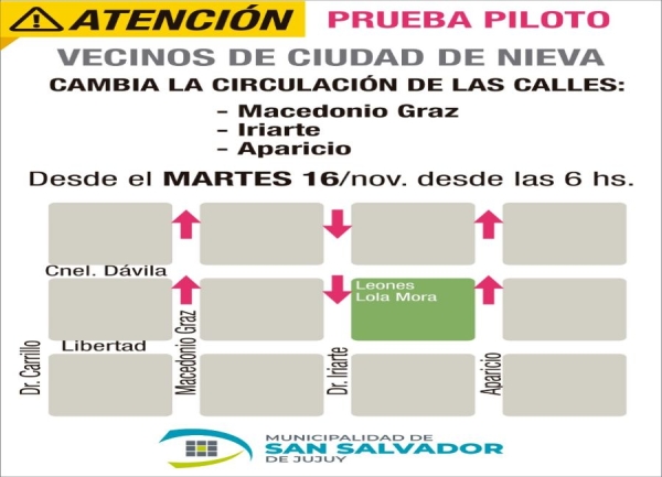 Cambio de circulaci&oacute;n en calles de Ciudad de Nieva