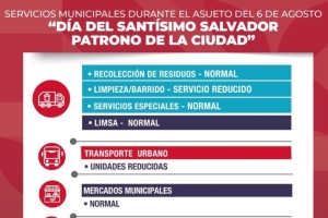 Así serán los servicios municipales por el Día del Santísimo Salvador