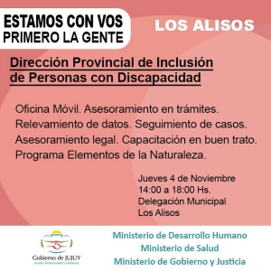 El dispositivo "Estamos con Vos &ndash; Primero la Gente" visitar&aacute; Los Alisos