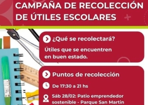 Invitan a participar de colecta solidaria de &uacute;tiles escolares