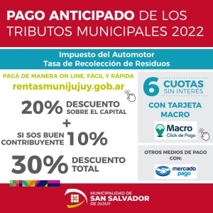 Beneficios por pago anticipado de tributos municipales