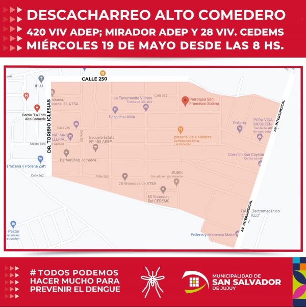 Anuncian descacharreo en sectores del Comedero