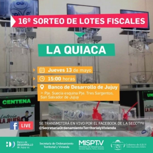 Sorteo de lotes fiscales: este jueves, para La Quiaca