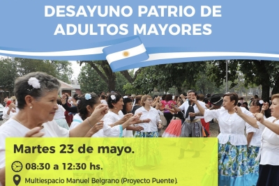 &ldquo;Desayuno Patrio de Adultos Mayores&rdquo; el martes 23 de mayo
