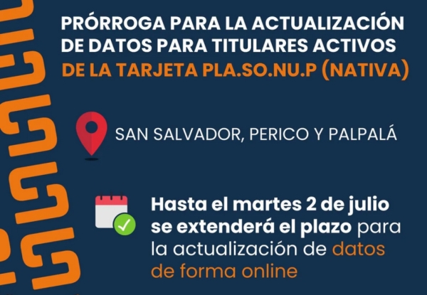 PLASONUP: Pr&oacute;rroga para la actualizaci&oacute;n de datos