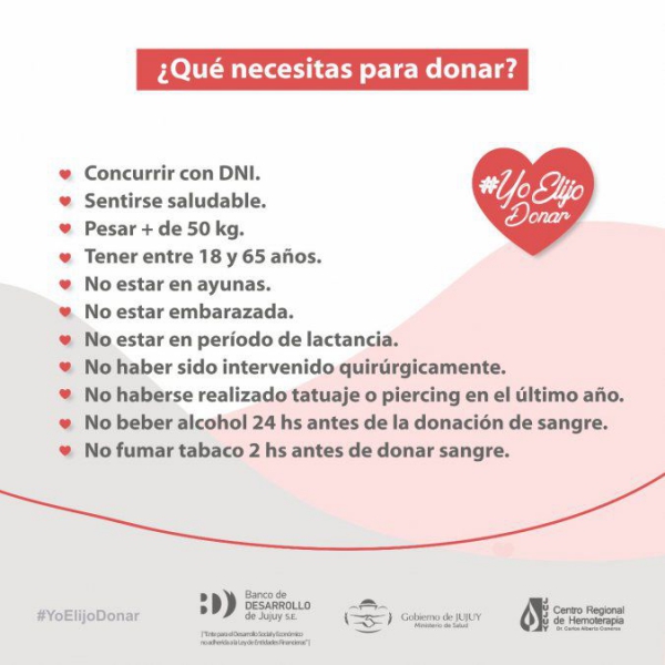 Jornada de donación de sangre en el Banco de Desarrollo de Jujuy