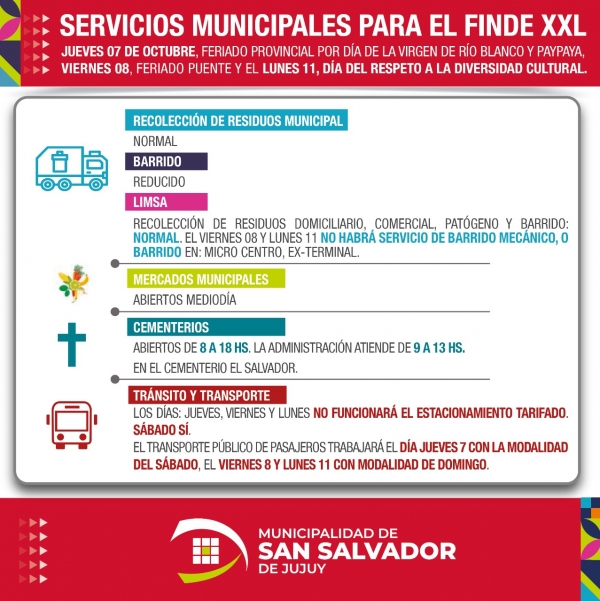 As&iacute; ser&aacute;n los servicios municipales por el feriado